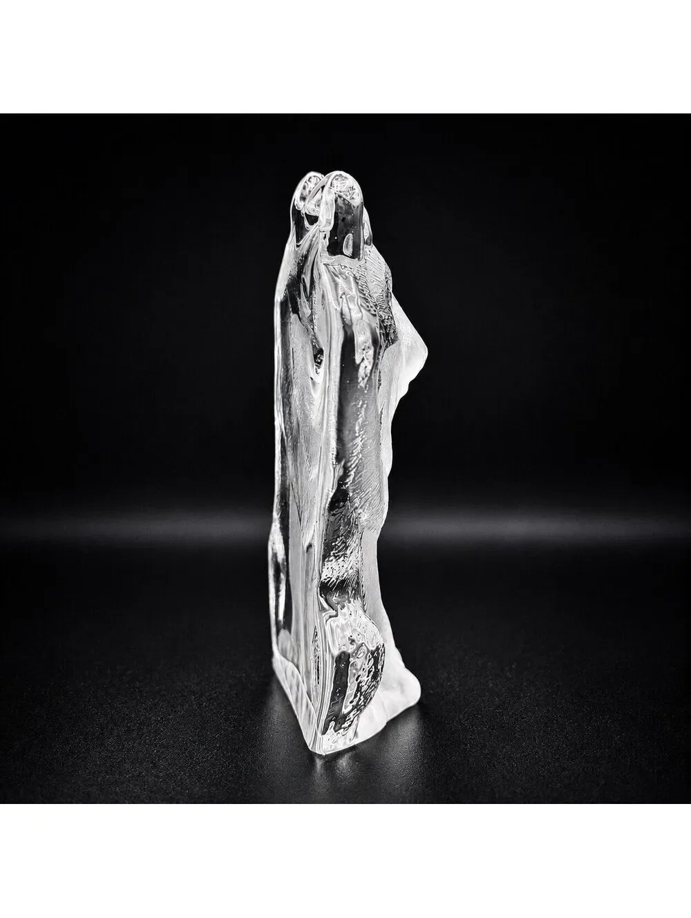 Rare Maleras Sweden Crystal Wolf Figurine Mats Jonasson Signed Lead Crystal 5.5